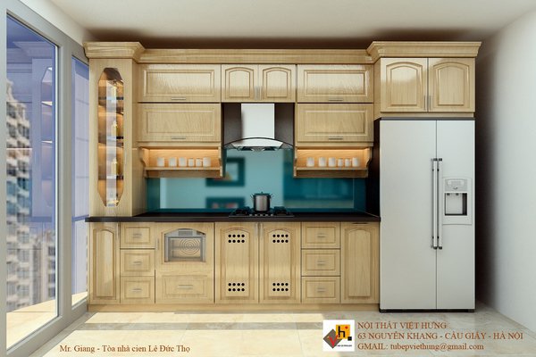 Tủ bếp gỗ sồi mỹ SM0004