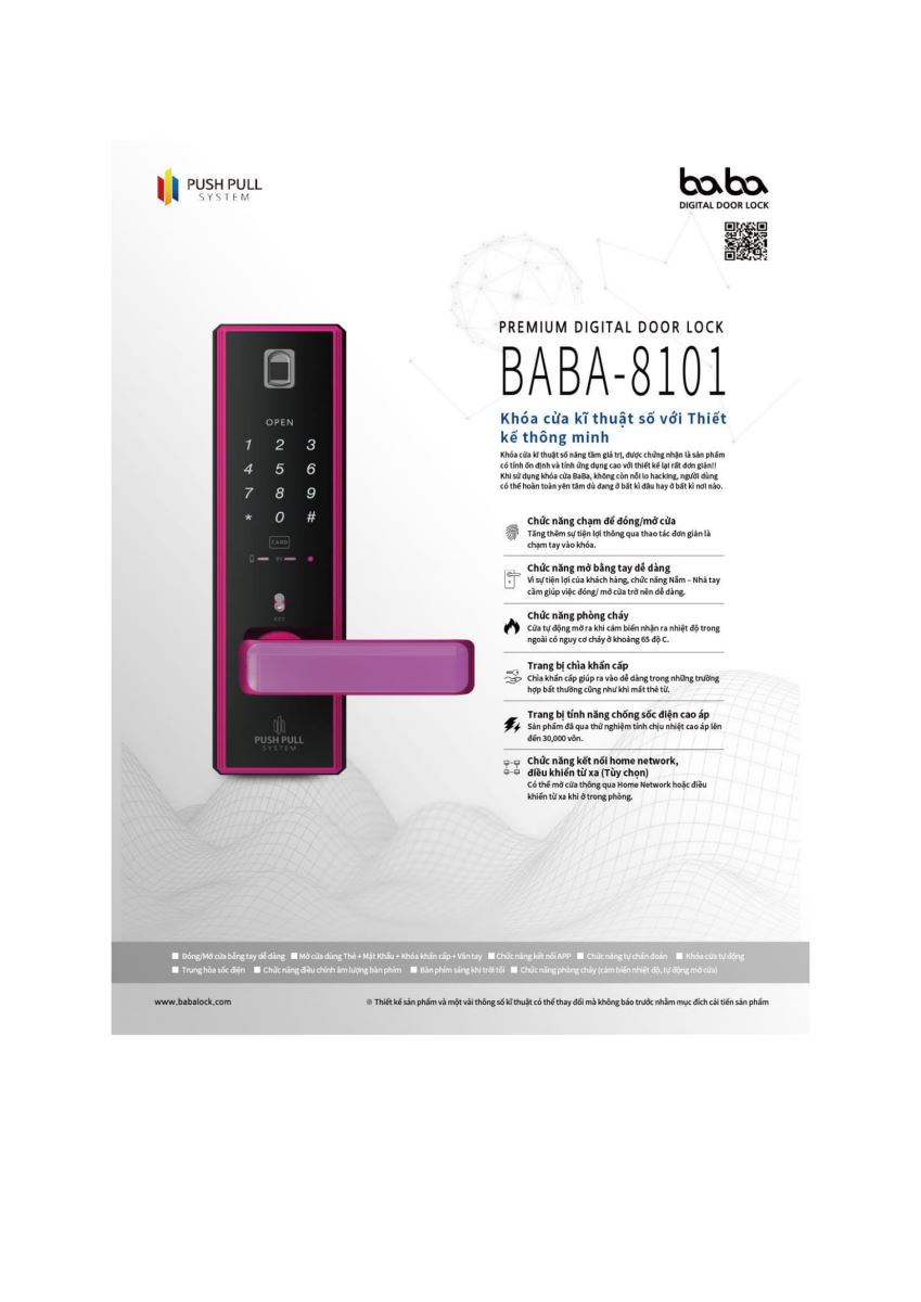 Khóa vân tay BABA 8101
