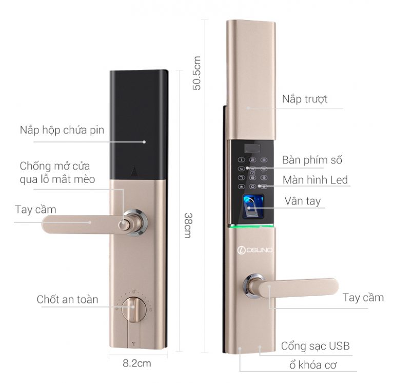 Khóa vân tay Osuno 3365- Nắp trượt tự động-2 Khóa vân tay Osuno 3365- Nắp trượt tự động-2