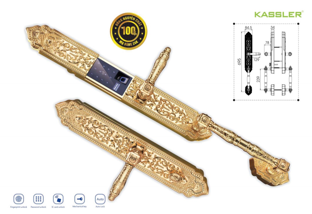 Khóa vân tay Kassler KL-999- Mạ vàng 24k