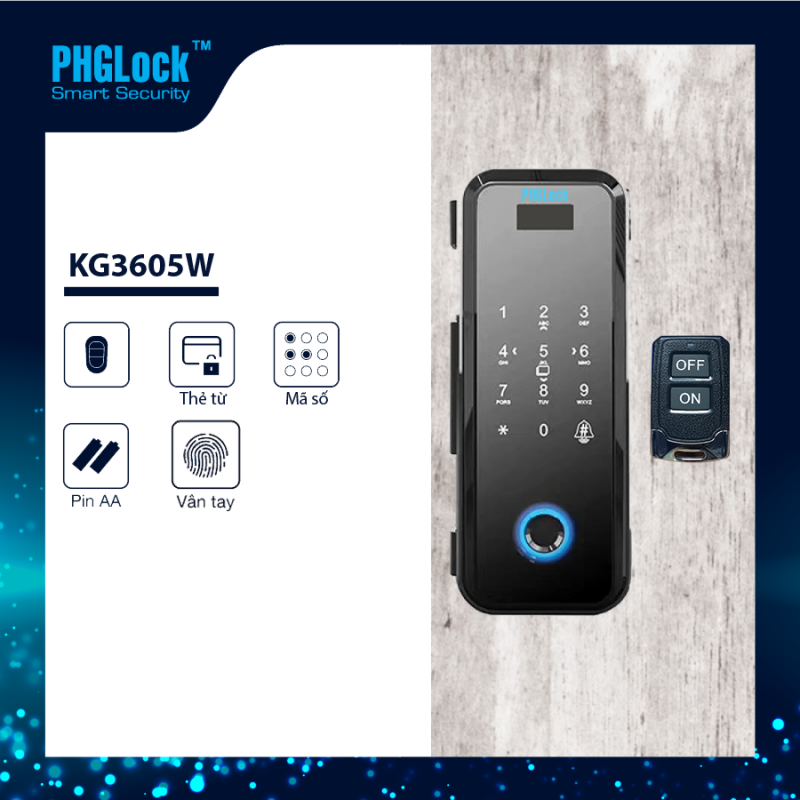 Khóa cửa kính PHGlock KG3605W