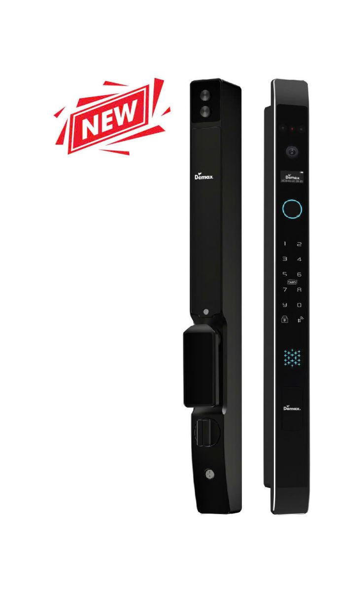 Khoá cửa nhôm vân tay Demax EL908 BL Face ID, App Wifi camera chuống cửa Của Đức