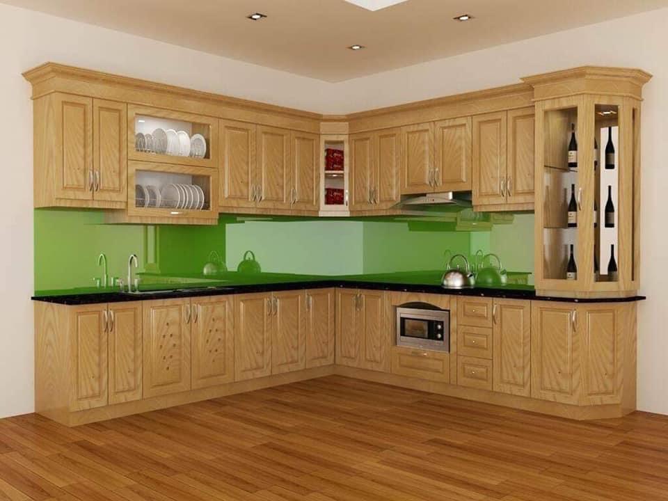 Tủ bếp gỗ sồi Nga mẫu mới 12