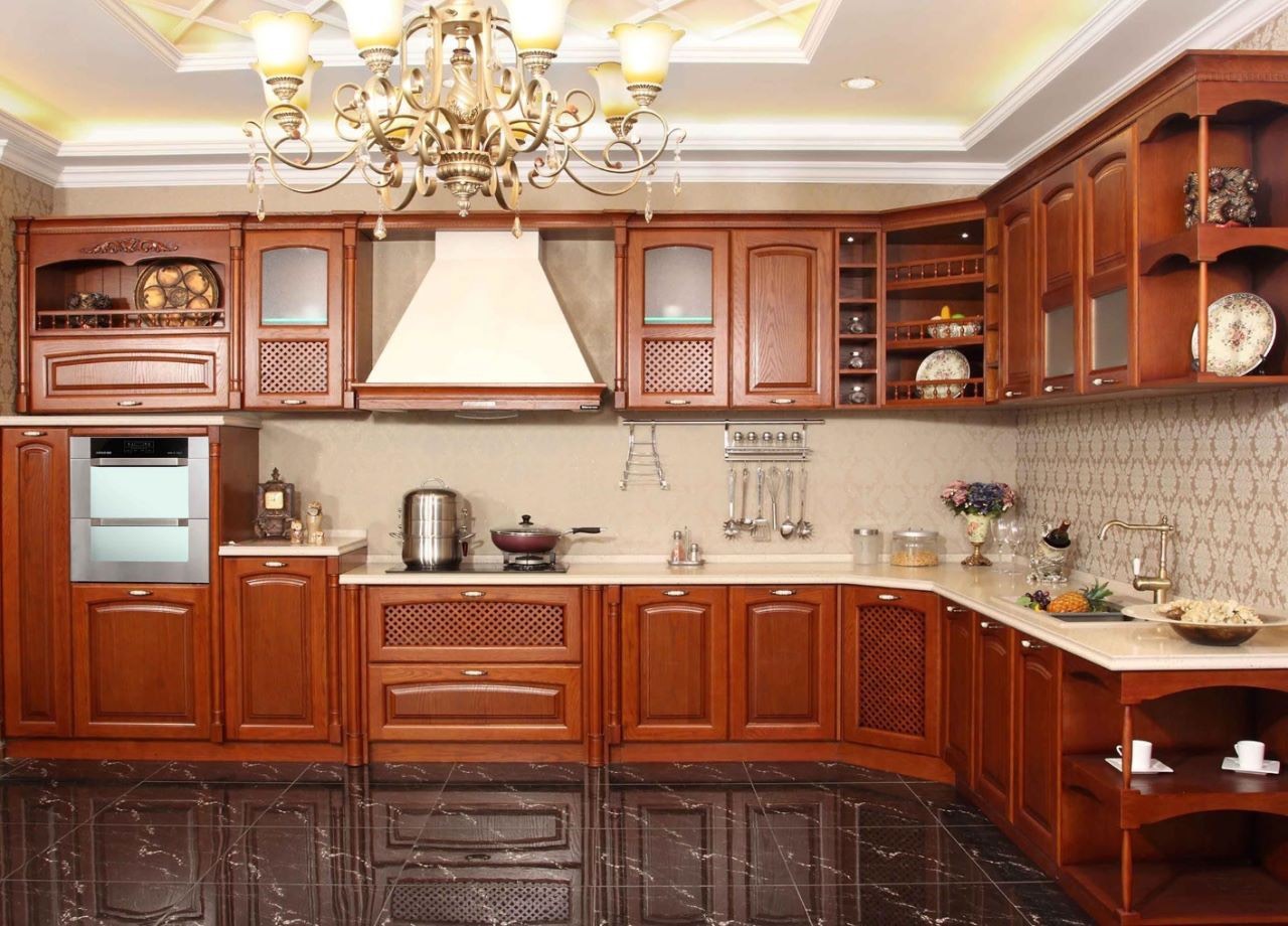 Tủ bếp bán cổ điển mẫu mới 23