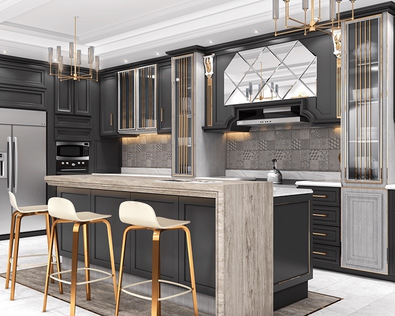 Tủ bếp bán cổ điển mẫu mới 25