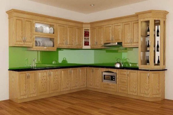Tủ bếp gỗ sồi Nga mẫu mới 12