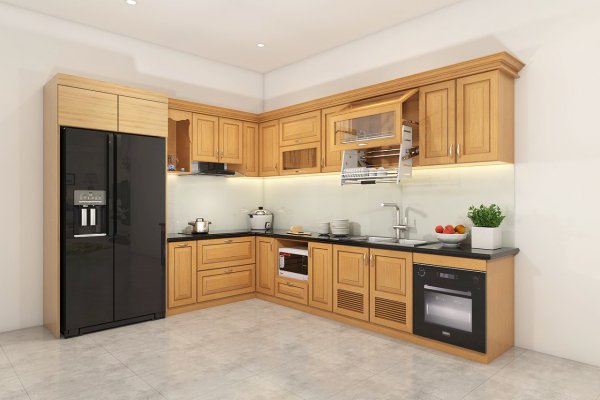 Tủ bếp gỗ sồi Nga mẫu mới 13