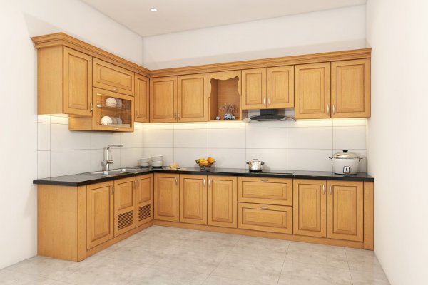 Tủ bếp gỗ sồi Nga mẫu mới 14