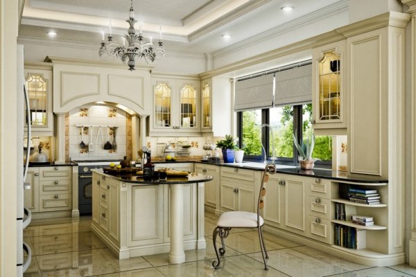 Tủ bếp bán cổ điển mẫu mới 24