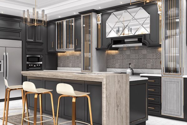 Tủ bếp bán cổ điển mẫu mới 25