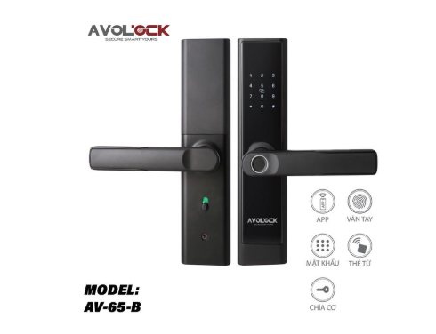 Khoá cửa gỗ vân tay Avolock AV 65 Black App wifi