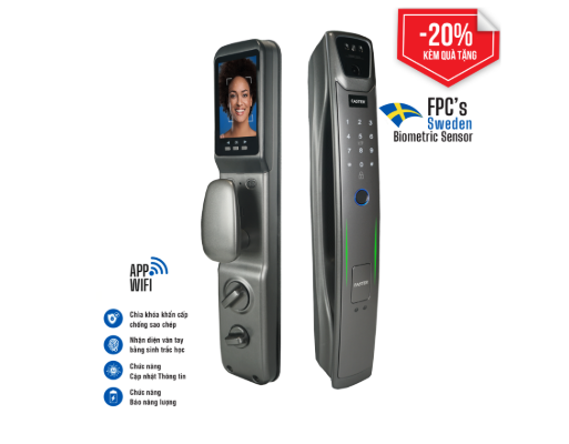 Khóa cửa vân tay Faster FS007FD3D-BM Face ID, App Wifi