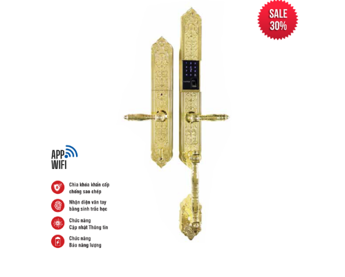 Khóa vân tay tân cổ Faster FS 009-24K mạ vàng 24k