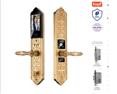Khoá cửa tân cổ Avolock AC-998F-G thông minh có Face ID, App wifi