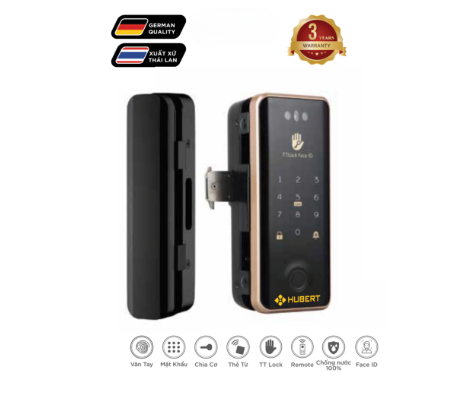Khóa cửa kính vân tay Hubert HB CK79F Black App Wifi