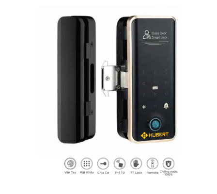Khóa vân tay cửa kính mở Hubert HB CK68 Black App Wifi