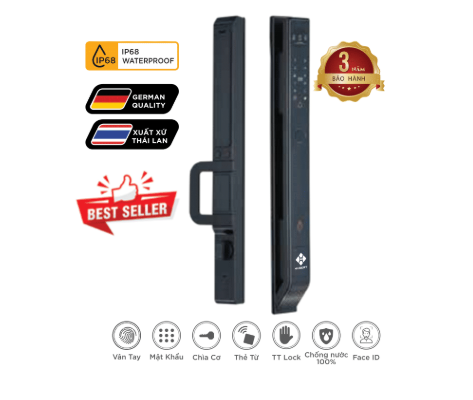 Khóa cửa nhôm thông minh Hubert HB CN78 Luxury App wifi, Face ID