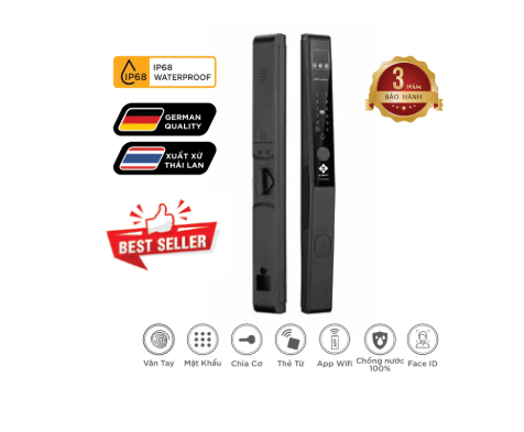 Khóa cửa nhôm thông minh Hubert HB CN82F Luxury App wifi, Face ID