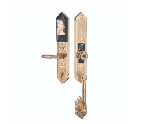 Khóa cửa đại sảnh Hubert HB DS86 Face ID mạ Vàng 24K