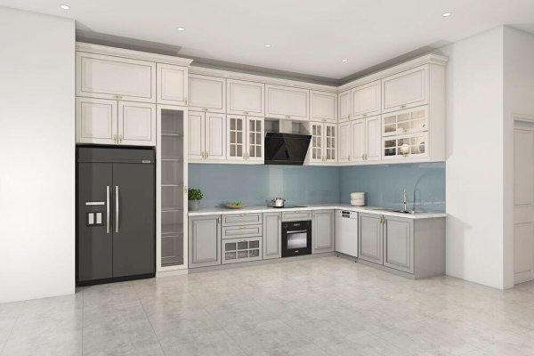 Tủ bếp gỗ sồi Nga mẫu mới 16