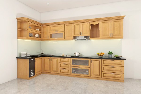 Tủ bếp gỗ sồi Nga mẫu mới 17