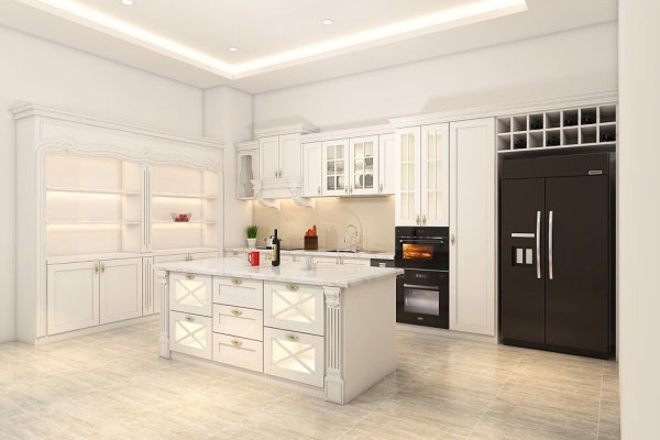 Tủ bếp gỗ sồi Nga mẫu mới 18