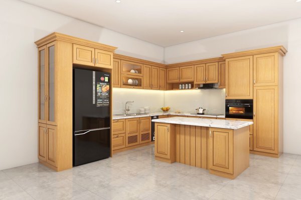Tủ bếp gỗ sồi Nga mẫu mới 20
