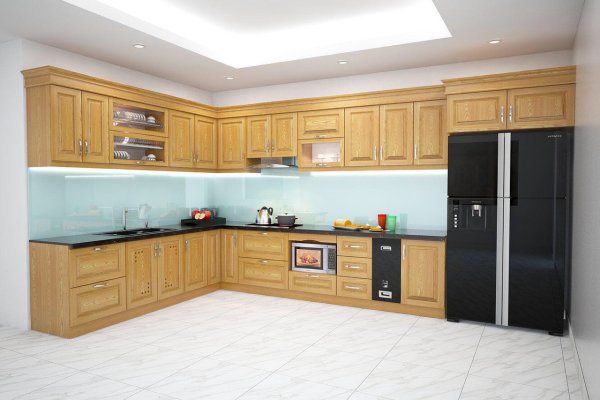 Tủ bếp gỗ sồi Nga mẫu mới 24