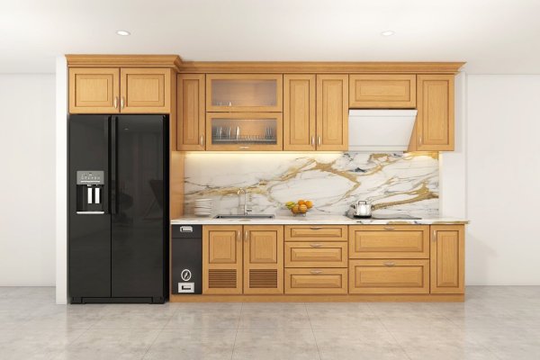 Tủ bếp gỗ sồi Nga mẫu mới 25