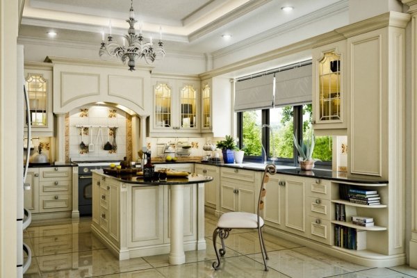Tủ bếp bán cổ điển mẫu mới 49