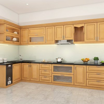 Tủ bếp gỗ sồi Nga mẫu mới 32