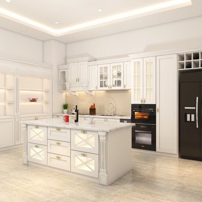 Tủ bếp gỗ sồi Nga mẫu mới 33