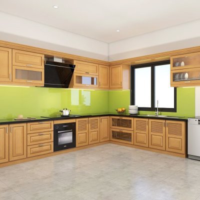 Tủ bếp gỗ sồi Nga mẫu mới 34