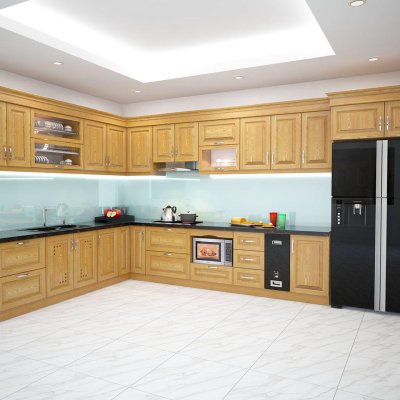 Tủ bếp gỗ sồi Nga mẫu mới 39