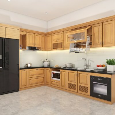 Tủ bếp gỗ sồi Nga mẫu mới 43