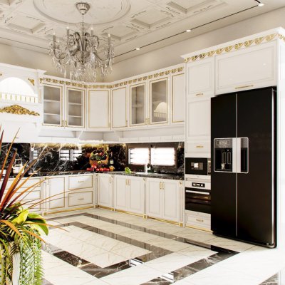 Tủ bếp bán cổ điển mẫu mới 70