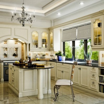 Tủ bếp bán cổ điển mẫu mới 74