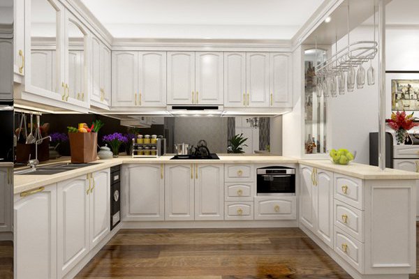 Tủ bếp gỗ sồi Nga tân cổ điển 24