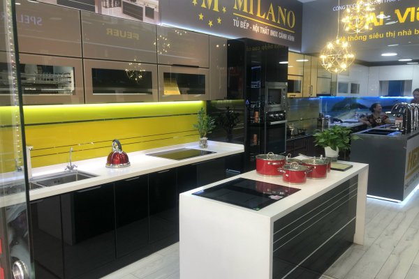 Tủ bếp thùng Inox hiện đại 45
