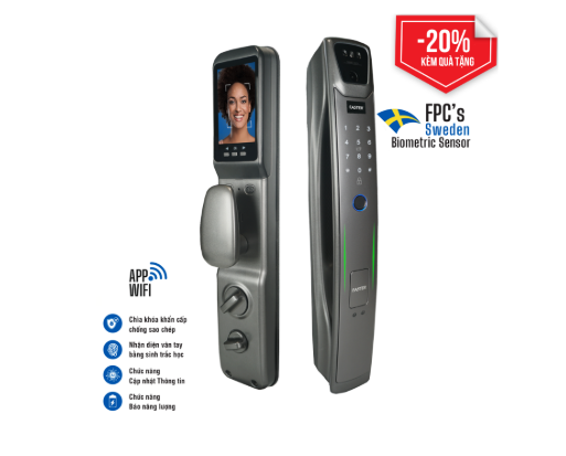 Khóa cửa vân tay Faster FS007FD3D-BM Face ID, App Wifi