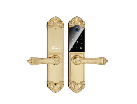 Khóa cửa vân tay tân cổ điển Demax EL280 Brass App Wifi mạ vàng 24k - Của Đức
