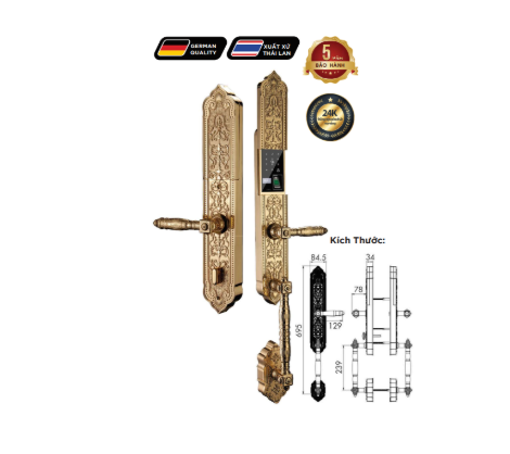 Khoá cửa vân tay tân cổ điển Hubert HB DSI8 EU GOLD 24K