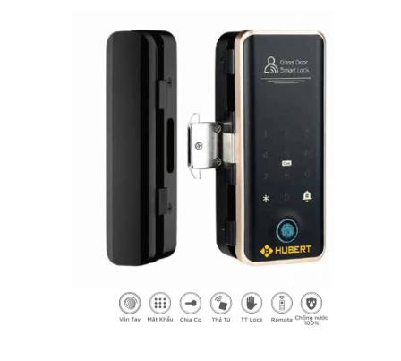 Khóa vân tay cửa kính mở Hubert HB CK68 Black App Wifi