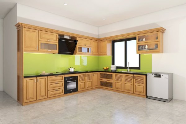 Tủ bếp gỗ sồi Nga mẫu mới 19
