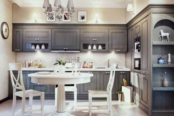 Tủ bếp bán cổ điển mẫu mới 36