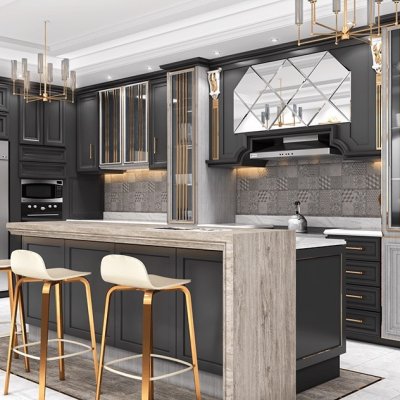 Tủ bếp bán cổ điển mẫu mới 75