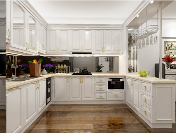 Tủ bếp gỗ sồi Nga tân cổ điển 24
