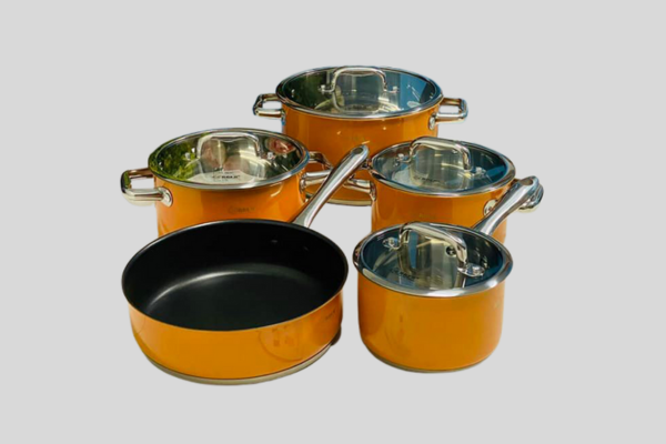 Bộ nồi chảo 5 món cao cấp màu cam Arber – AN05SMC